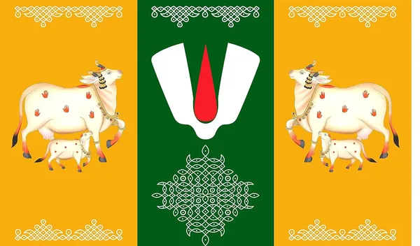 Multicolour_Polyester_Tirupati_Balaji_Tilak_Cows_Muggu_Backdrop_Cloth_For_Festival_/_Pooja_|_5*8