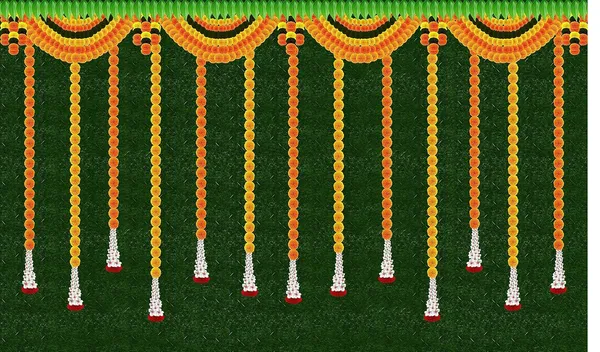 Green_Polyester_Hanging_Flower_Grass_Backdrop_Cloth_For_Festival_/_Pooja_|_5*8