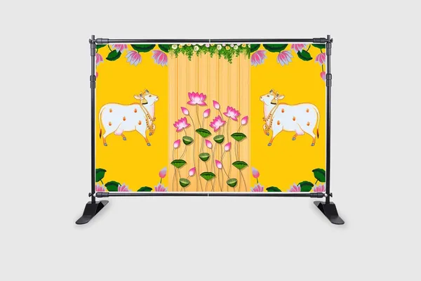 Multicolour_Polyester_Two_Cows_Lotus_Flower_Backdrop_5Feet_Cloth_For_Festival_/_Pooja_|_5*8
