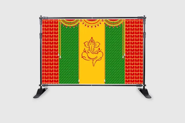 Multicolour_Polyester_Weaved_Coconut_Leaf_Ganeshji_Backdrop_Function_Cloth_For_Festival_/_Pooja_|_5*8