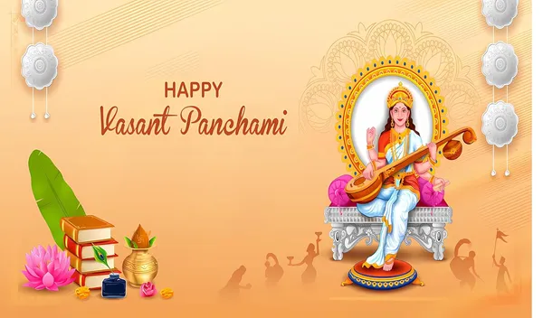 Multicolour_Polyester_Happy_Vasant_Panchmi_Goddess_Sarsawati_Backdrop_Cloth_For_Festival_/_Pooja_|_5*8