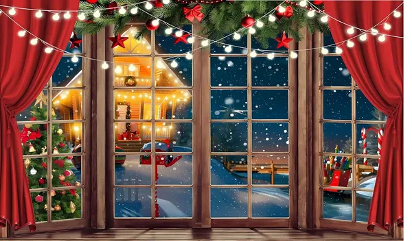 Multicolour_Polyester_Window_Snowy_Light_Christmas_Tree_Cartoon_Backdrop_Cloth_For_Festival_/_Pooja_|_5*8