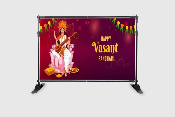 Multicolour_Polyester_Happy_Vasant_Panchmi_Goddess_Sarswatiji_Backdrop_Cloth_For_Festival_/_Pooja_|_5*8