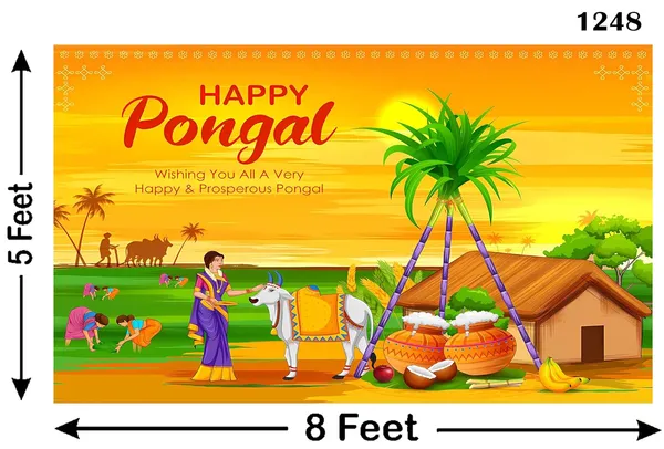 Multicolour_Polyester_Sunrise_Cow_Happy_Pongal_Backdrop_Cloth_For_Festival_/_Pooja_|_5*8