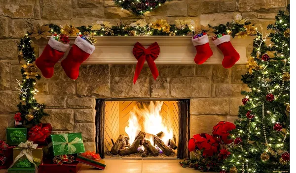 Multicolour_Polyester_Christmas_Fireplace_Tapestry_Wall_Hanging_Backdrop_Cloth_For_Festival_/_Pooja_|_5*8