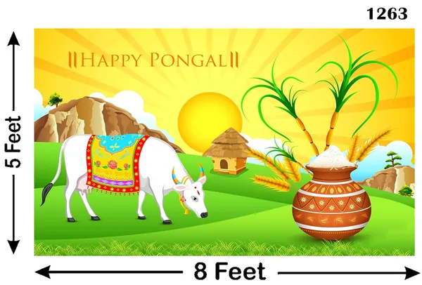 Multicolour_Polyester_Sunrise_Cow_Pongal_Backdrop_Cloth_For_Festival_/_Pooja_|_5*8