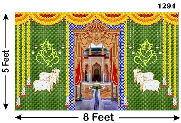 Multicolour_Polyester_Weaved_Coconut_Leaf_Cows_Ganeshji_Backdrop_Cloth_For_Festival_/_Pooja_|_5*8