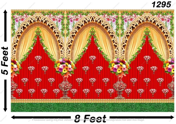Multicolour_Polyester_Decorative_Flower_Backdrop_Cloth_For_Festival_/_Pooja_|_5*8