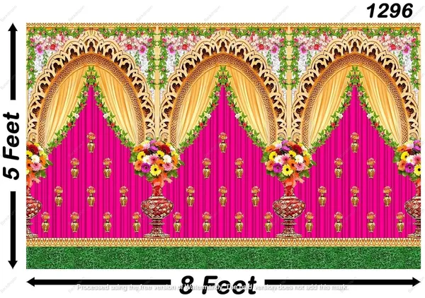 Multicolour_Polyester_Decorative_Flower_Backdrop_Cloth_For_Festival_/_Pooja_|_5*8