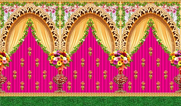 Multicolour_Polyester_Decorative_Flower_Backdrop_Cloth_For_Festival_/_Pooja_|_5*8