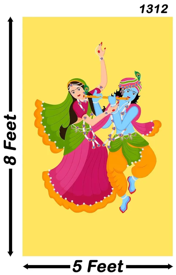Multicolour_Polyester_Lord_Radha_Krishna_Backdrop_8Feet_5Feet_Cloth_For_Festival_/_Pooja_|_8*5