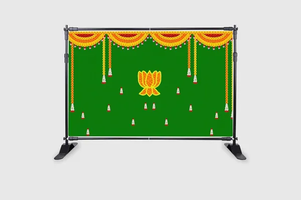 Green_Polyester_Lotus_Backdrop_Cloth_For_Festival_/_Pooja_|_5*8