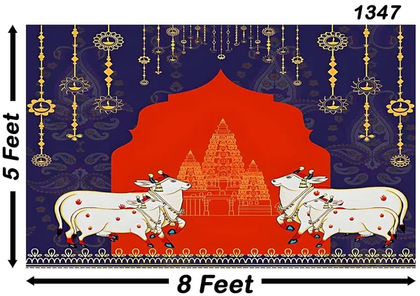 Multicolour_Polyester_Holy_Cow_Temple_Backdrop_Cloth_For_Festival_/_Pooja_|_5*8