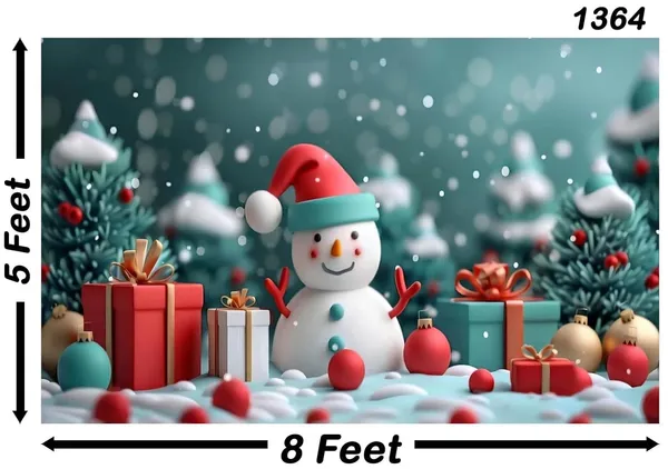 Multicolour_Polyester_Teddy_Bear_Santa_Hat_Christmas_Gift_Backdrop_Cloth_For_Festival_/_Pooja_|_5*8