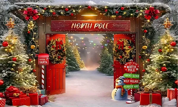 Multicolour_Polyester_Christmas_Backdrop_Winter_Forest_Wooden_Barn_Cloth_For_Festival_/_Pooja_|_5*8