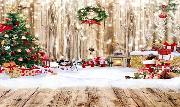 Multicolour_Polyester_Christmas_Rustic_Wood_Snow_Backdrop_Tree_Cloth_For_Festival_/_Pooja_|_5*8