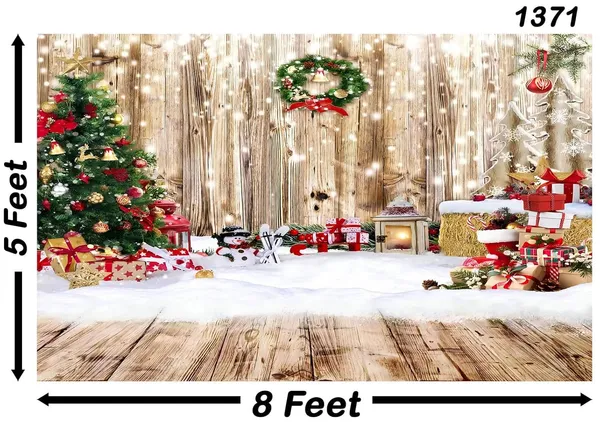 Multicolour_Polyester_Christmas_Rustic_Wood_Snow_Backdrop_Tree_Cloth_For_Festival_/_Pooja_|_5*8