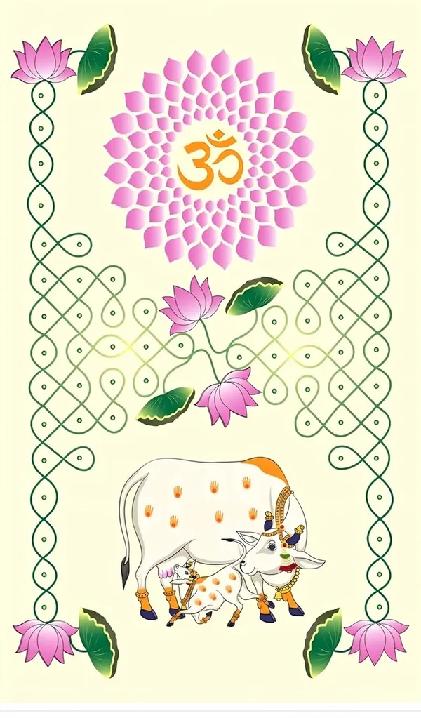 Multicolour_Polyester_Holy_Cow_Flowers_Backdrop_Cloth_For_Festival_/_Pooja_|_8*5