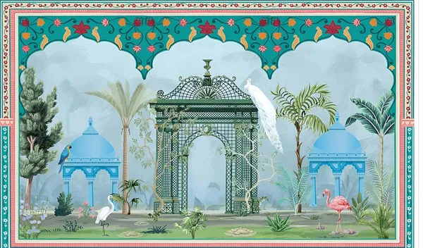 Multicolour_Polyester_Indian_Ornament_Arch_Backdrop_Cloth_For_Festival_/_Pooja_|_5*8