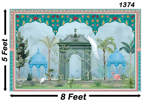 Multicolour_Polyester_Indian_Ornament_Arch_Backdrop_Cloth_For_Festival_/_Pooja_|_5*8
