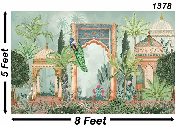 Multicolour_Polyester_Peacock_Garden_Backdrop_Cloth_For_Festival_/_Pooja_|_5*8