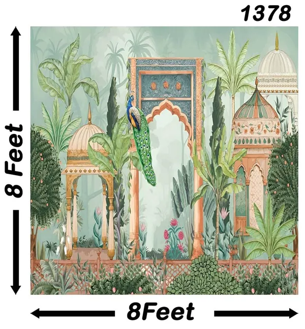 Multicolour_Polyester_Peacock_Garden_Backdrop_Cloth_For_Festival_/_Pooja_|_8*8