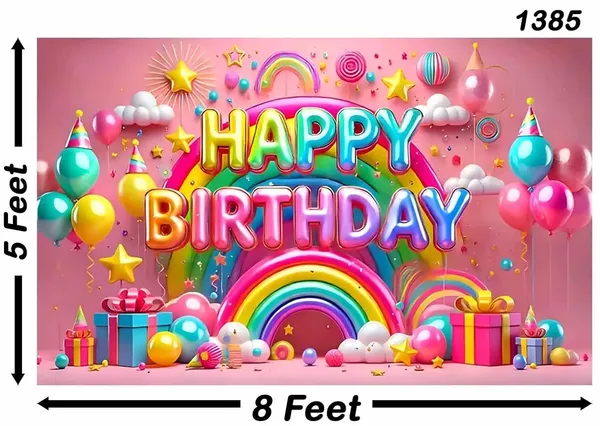 Multicolour_Polyester_Balloon_Rainbow_Themed_Happy_Birthday_Backdrop_Cloth_For_Festival_/_Pooja_|_5*8