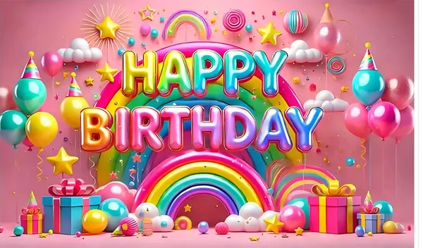 Multicolour_Polyester_Balloon_Rainbow_Themed_Happy_Birthday_Backdrop_Cloth_For_Festival_/_Pooja_|_5*8