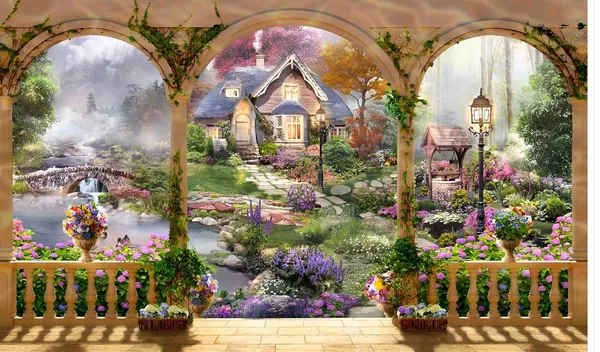 Multicolour_Polyester_Garden_Terrace_Backdrop_Fairytale_Forest_Secret_Cloth_For_Festival_/_Pooja_|_5*8