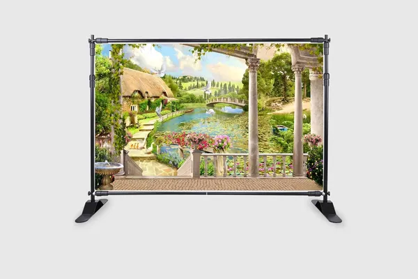 Green_Polyester_Mountains_Wall_Murals_Backdrop_Countryside_Cloth_For_Festival_/_Pooja_|_5*8