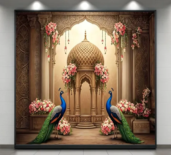 Multicolour_Polyester_Peacock_Tapestry_Large_Floral_Peacocks_Backdrop_Cloth_For_Festival_/_Pooja_|_8*8
