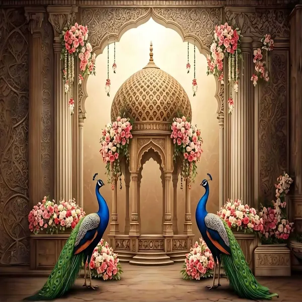 Multicolour_Polyester_Peacock_Tapestry_Large_Floral_Peacocks_Backdrop_Cloth_For_Festival_/_Pooja_|_8*8