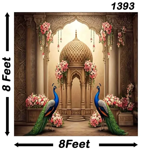 Multicolour_Polyester_Peacock_Tapestry_Large_Floral_Peacocks_Backdrop_Cloth_For_Festival_/_Pooja_|_8*8