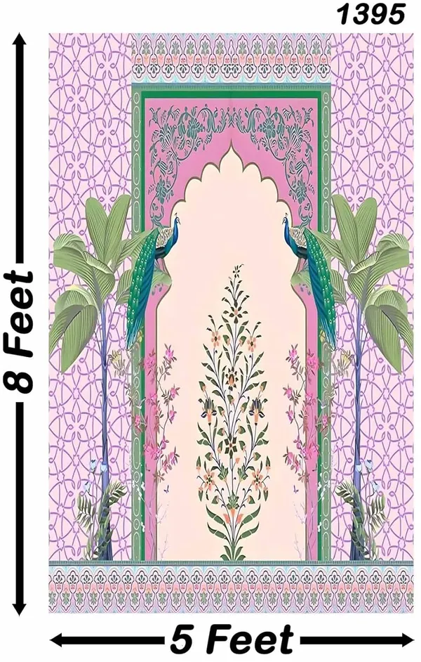 Purple_Polyester_Two_Banana_Trees_Peacock_Backdrop_Cloth_For_Festival_/_Pooja_|_8*5