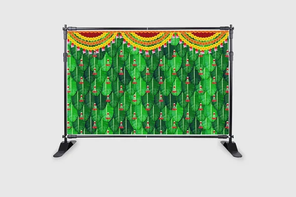 Red_Polyester_Banana_Leaf_Hanging_Flowers_Backdrop_Cloth_For_Festival_/_Pooja_|_5*8