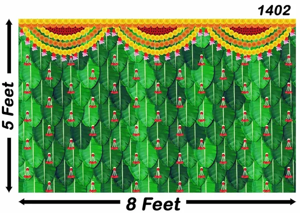 Red_Polyester_Banana_Leaf_Hanging_Flowers_Backdrop_Cloth_For_Festival_/_Pooja_|_5*8