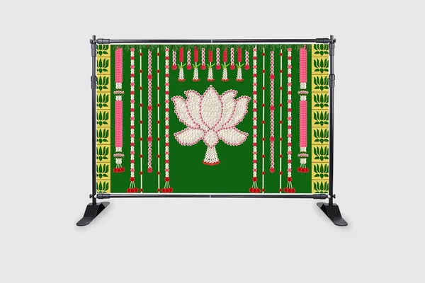 Green_Polyester_Flower_Lotus_Backdrop_Cloth_For_Festival_/_Pooja_|_5*8