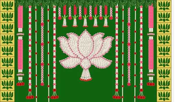 Green_Polyester_Flower_Lotus_Backdrop_Cloth_For_Festival_/_Pooja_|_5*8