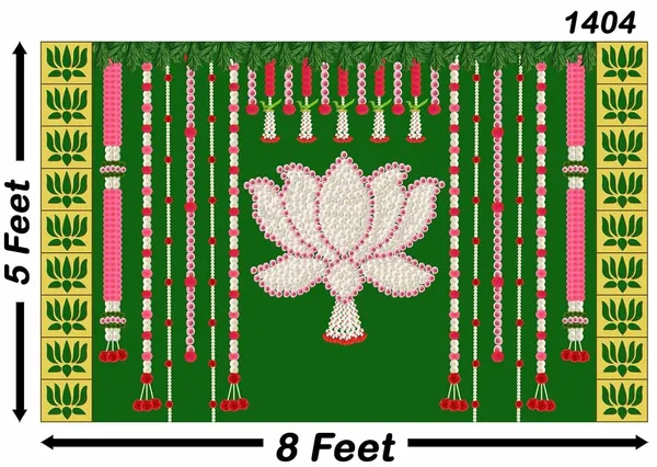 Green_Polyester_Flower_Lotus_Backdrop_Cloth_For_Festival_/_Pooja_|_5*8