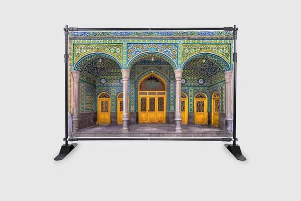 Multicolour_Polyester_Ancient_Arch_Door_Backdrop_Stone_Pillar_Cloth_For_Festival_/_Pooja_|_5*8