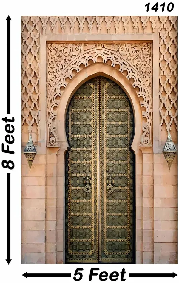 Multicolour_Polyester_Palace_Door_Backdrop_Middle_Eastern_Style_Cloth_For_Festival_/_Pooja_|_8*5