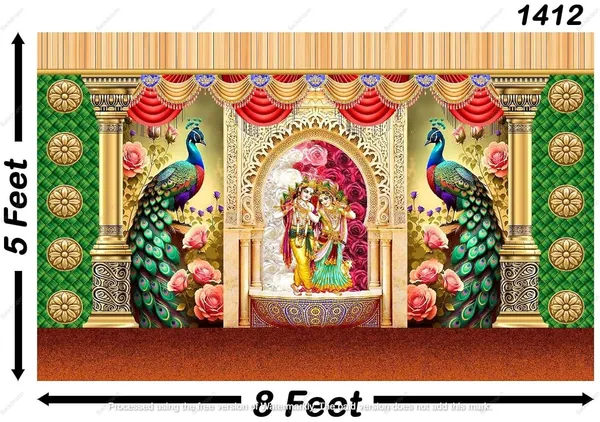 Multicolour_Polyester_Radha_Krishnaji_Peacock_Backdrop_Cloth_For_Festival_/_Pooja_|_5*8