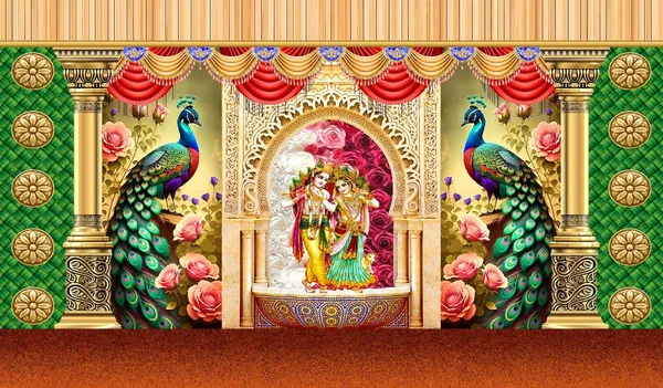 Multicolour_Polyester_Radha_Krishnaji_Peacock_Backdrop_Cloth_For_Festival_/_Pooja_|_5*8