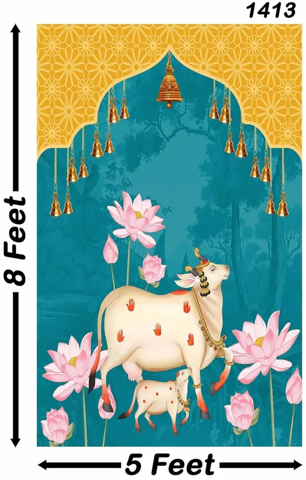 Multicolour_Polyester_Holy_Cow_Pichwai_Backdrop_Cloth_For_Festival_/_Pooja_|_8*5