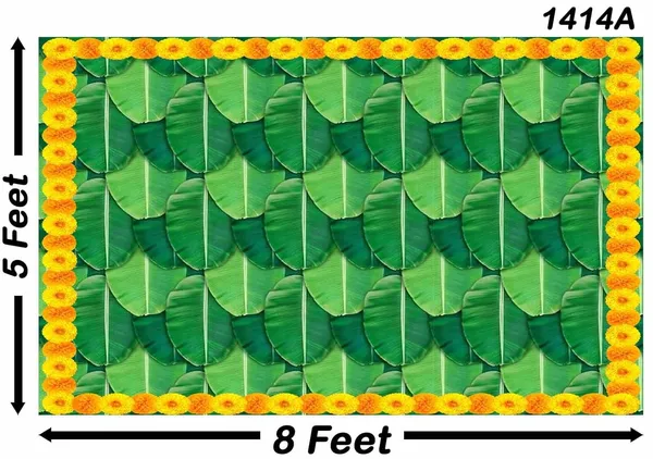 Multicolour_Polyester_Banana_Leaf_Flower_Border_Backdrop_Cloth_For_Festival_/_Pooja_|_5*8