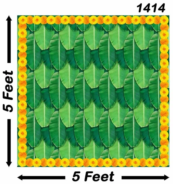 Multicolour_Polyester_Banana_Leaf_Flower_Border_Backdrop_Cloth_For_Festival_/_Pooja_|_5*5