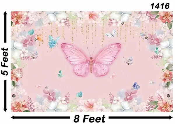 Pink_Polyester_Butterfly_Backdrop_Photography_Colorful_Cloth_For_Festival_/_Pooja_|_5*8