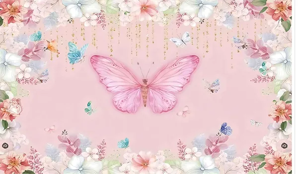 Pink_Polyester_Butterfly_Backdrop_Photography_Colorful_Cloth_For_Festival_/_Pooja_|_5*8