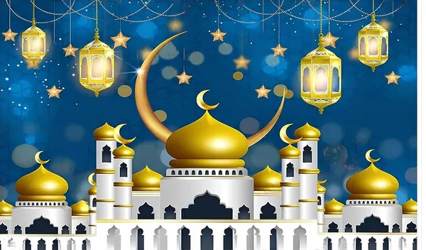 Multicolour_Polyester_Eid_Mubarak_Crescent_Muslim_Islamic_Mosque_Backdrop_Cloth_For_Festival_/_Pooja_|_5*8