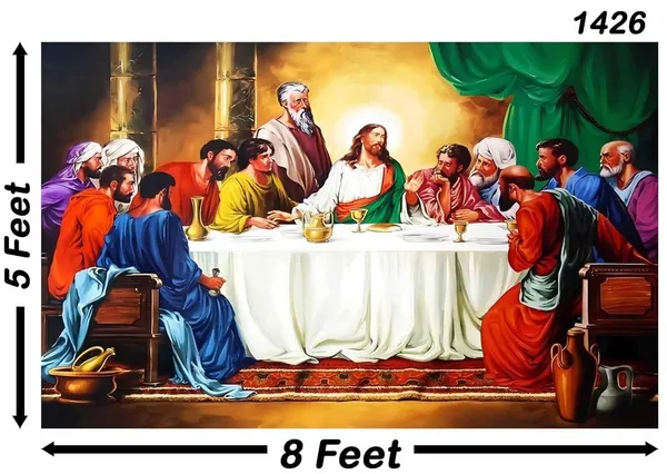 Multicolour_Polyester_Jesus_Christ_Backdrop_Passover_Eve_Last_Cloth_For_Festival_/_Pooja_|_5*8